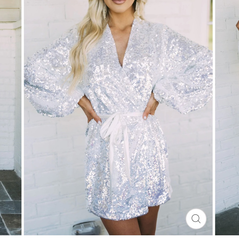 Holland Sequin Dress- White
